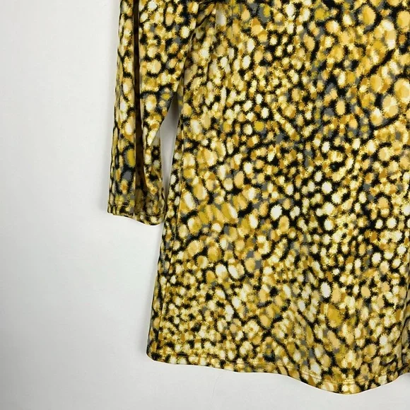 EUC ALFANI Yellow 3/4 Sleeve Mock Ruched Neck Blouse P/S - Picture 5 of 9